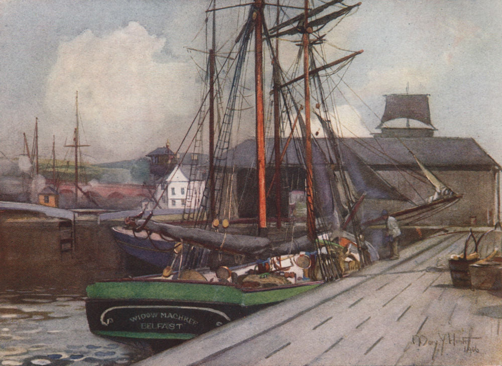 'Entrance to Clyde & Forth Canal, Bowling' by Mary Young-Hunter 1907 old print